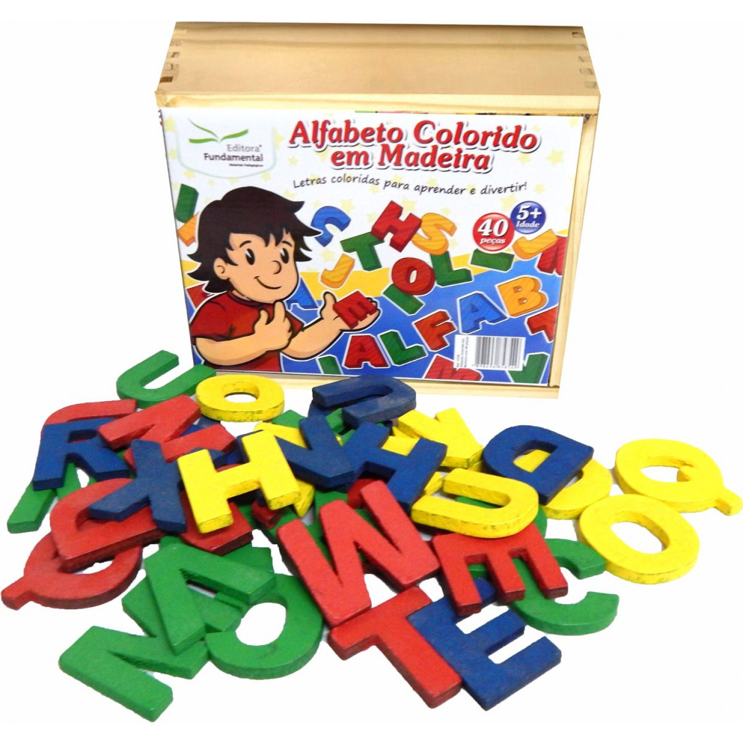 Alfabeto Móvel Colorido em Madeira 40 peças